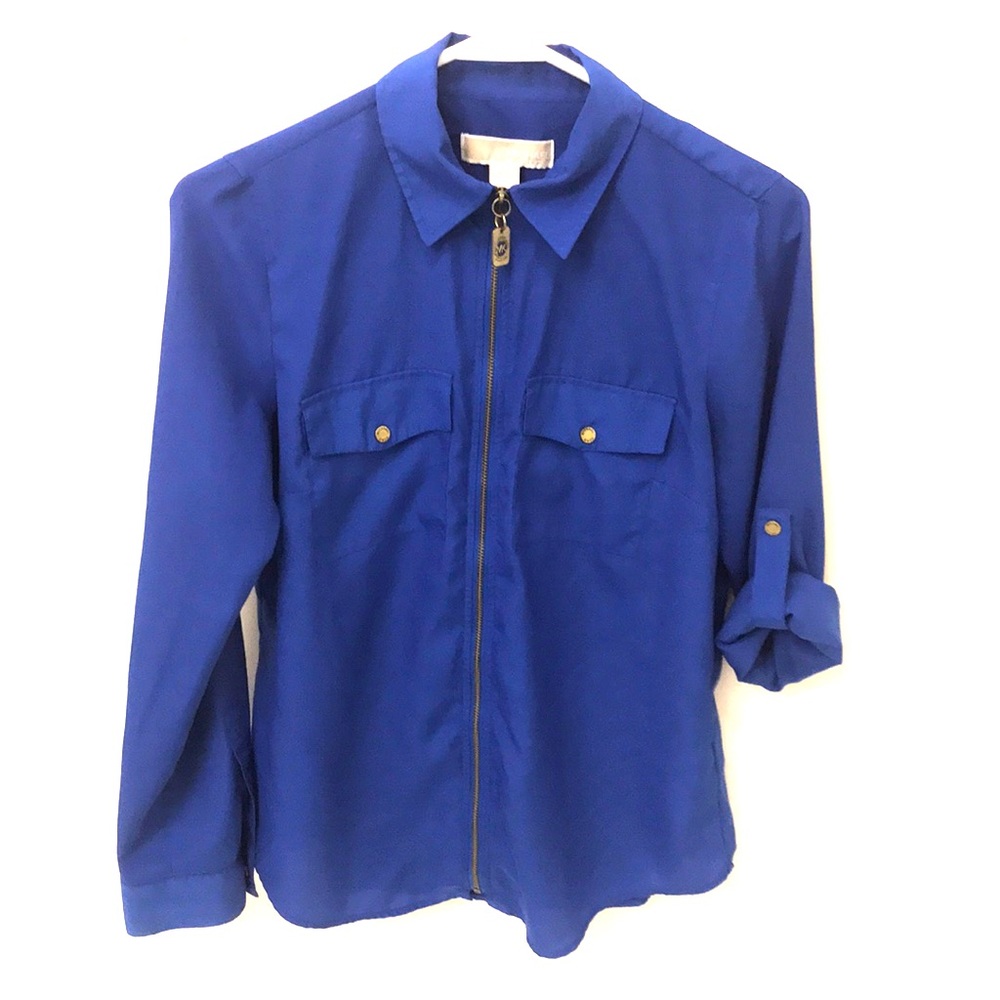 Michael Kors no wrinkle zipper shirt S